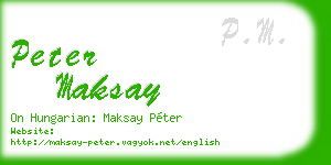peter maksay business card